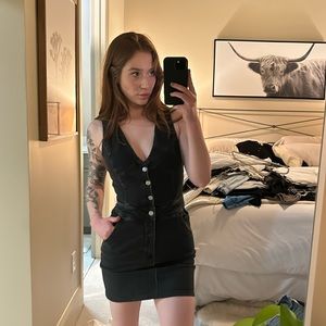 Anthropologie black mini denim dress